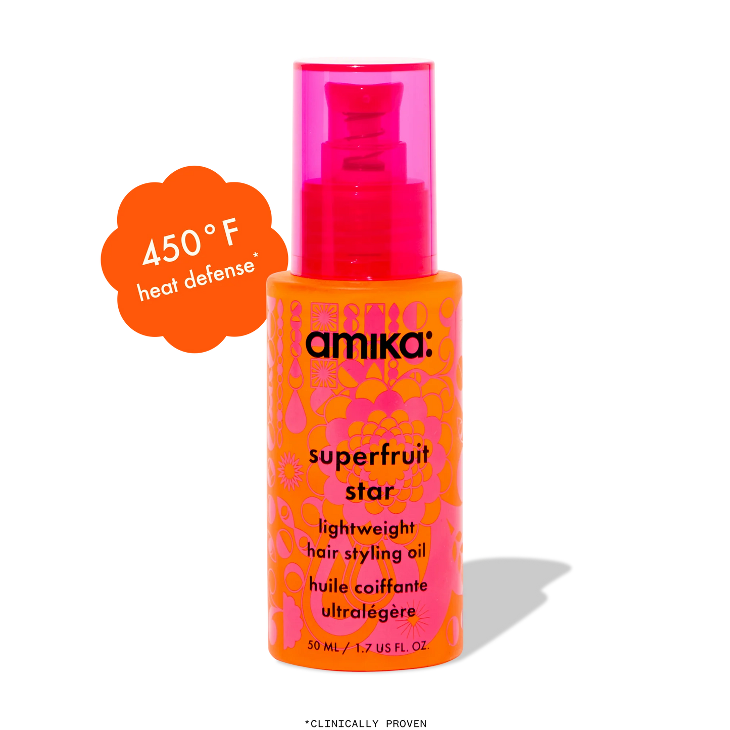 Amika | superfruit star lightweight hair styling + heat defense oil | 1.7 oz